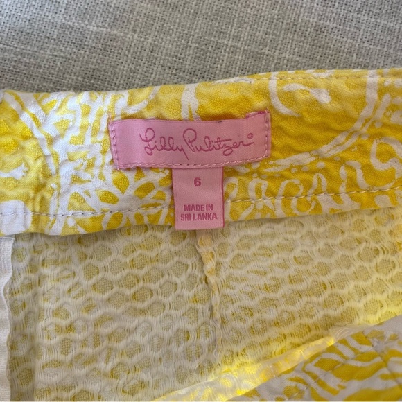 Lilly Pulitzer Liza Shorts Kissed By The Sun Yellow White Size 6 - Picture 7 of 8